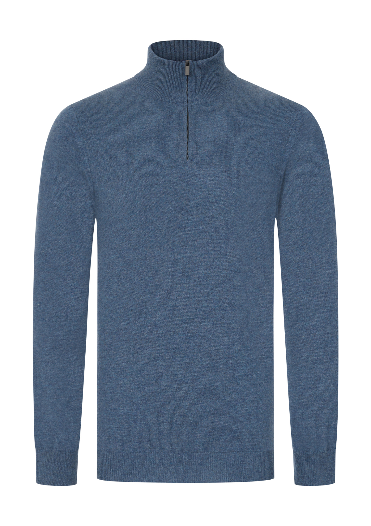 Mens Cashmere Half Zip Sweater in Bay Blue