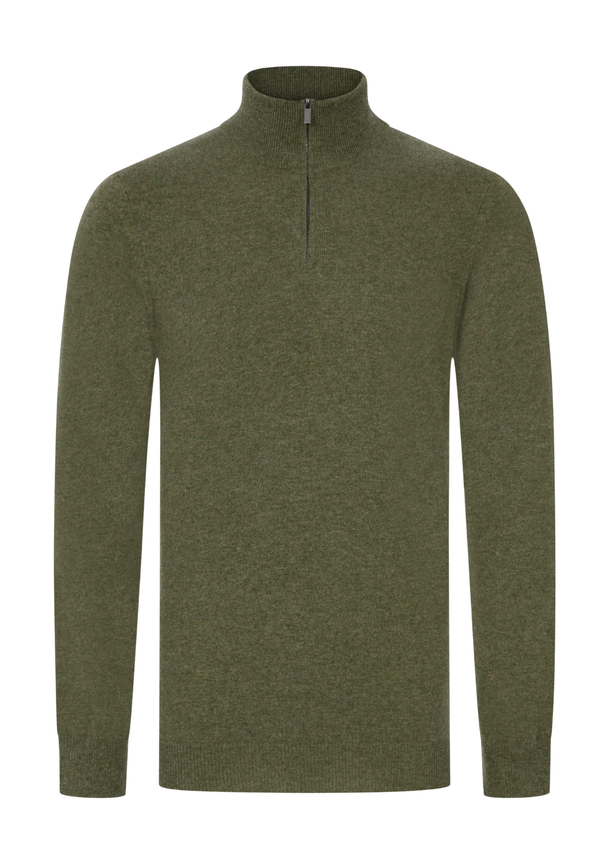 Mens Cashmere Half Zip Sweater in Bayleaf Green