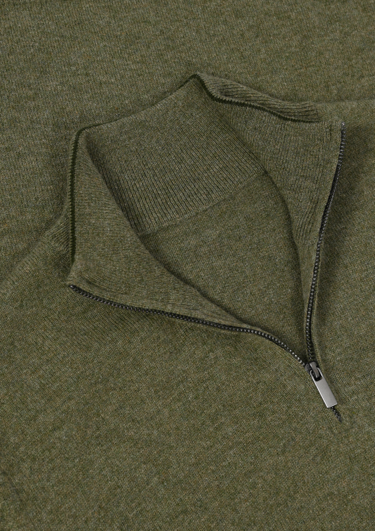 Mens Cashmere Half Zip Sweater in Bayleaf Green