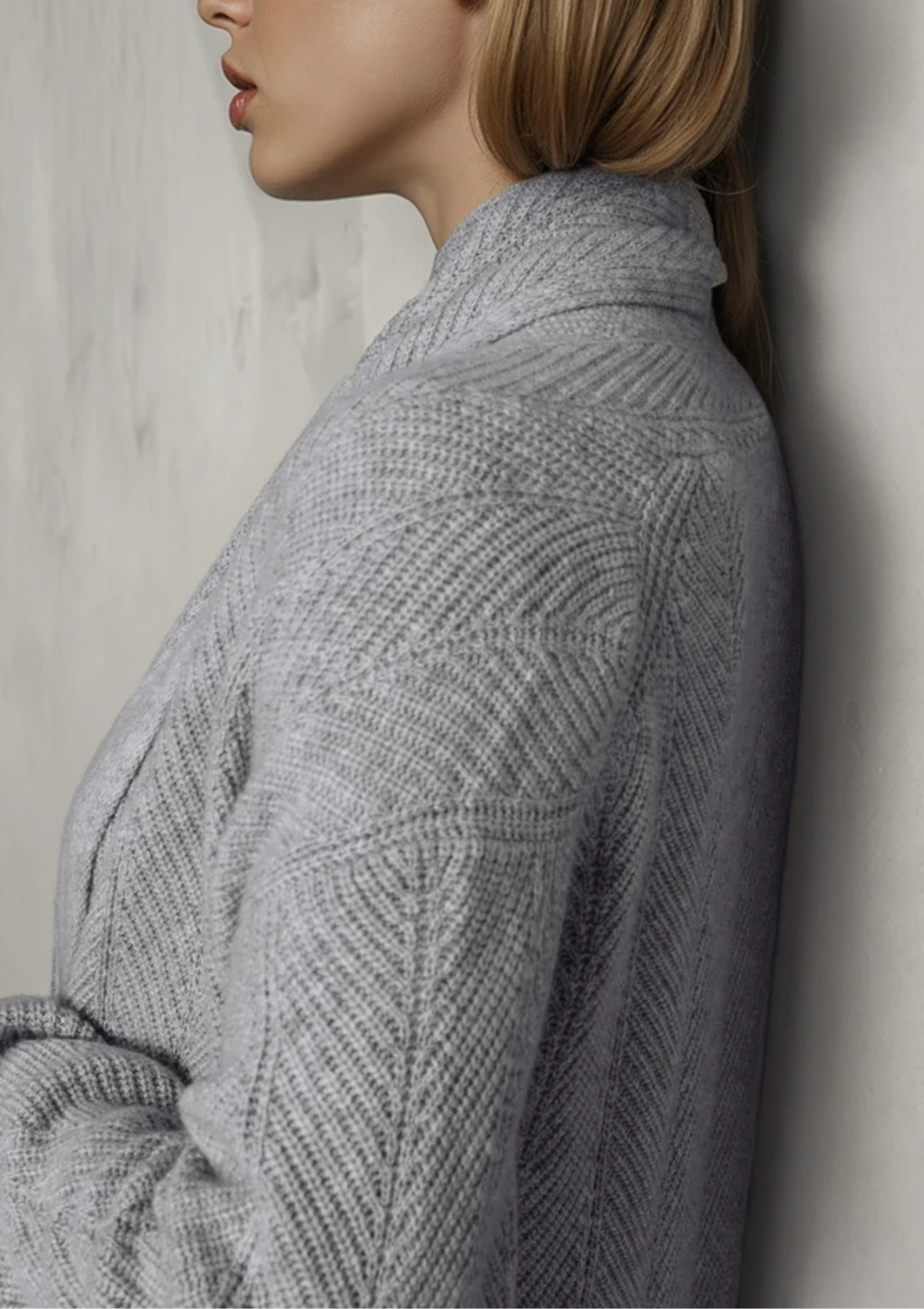 Chevron Knit Coatigan in Monument Grey