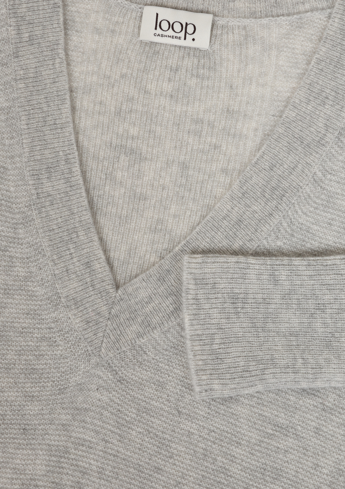 Relaxed Lofty V Neck Sweater in Foggy Grey