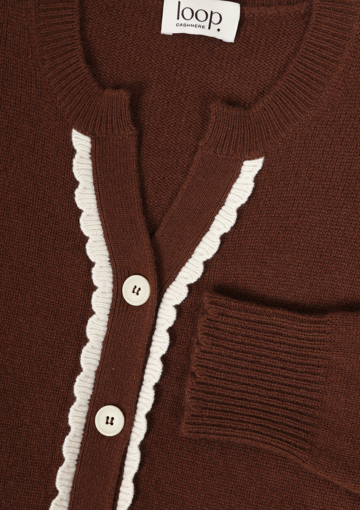 Shell Edge Cardigan in Palm Brown