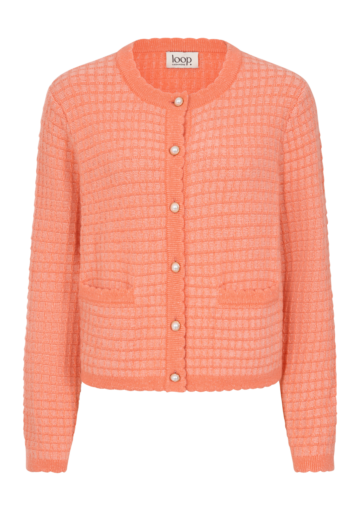 Crew Neck Cardigan in Devoted Peach