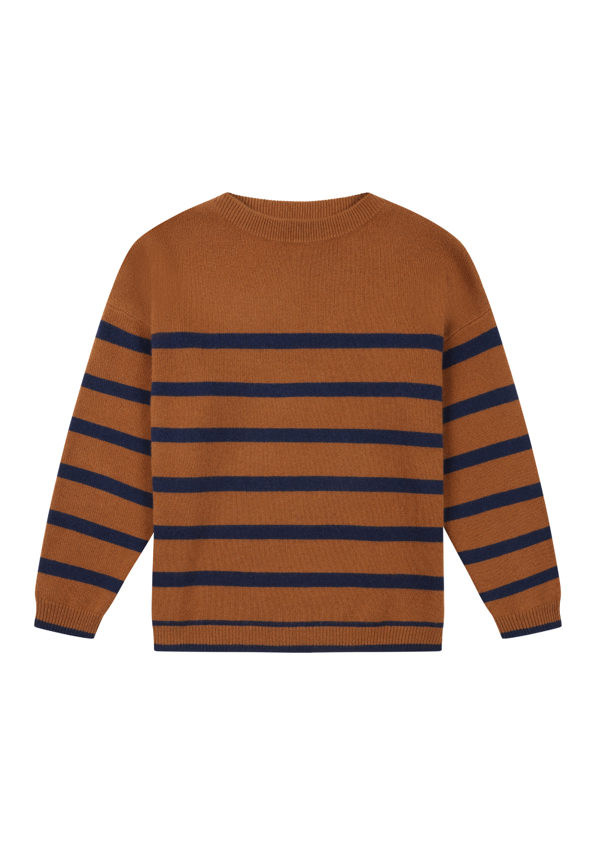 Lofty Oversized Crew Neck Sweater in Bison Brown/Midnight stripe