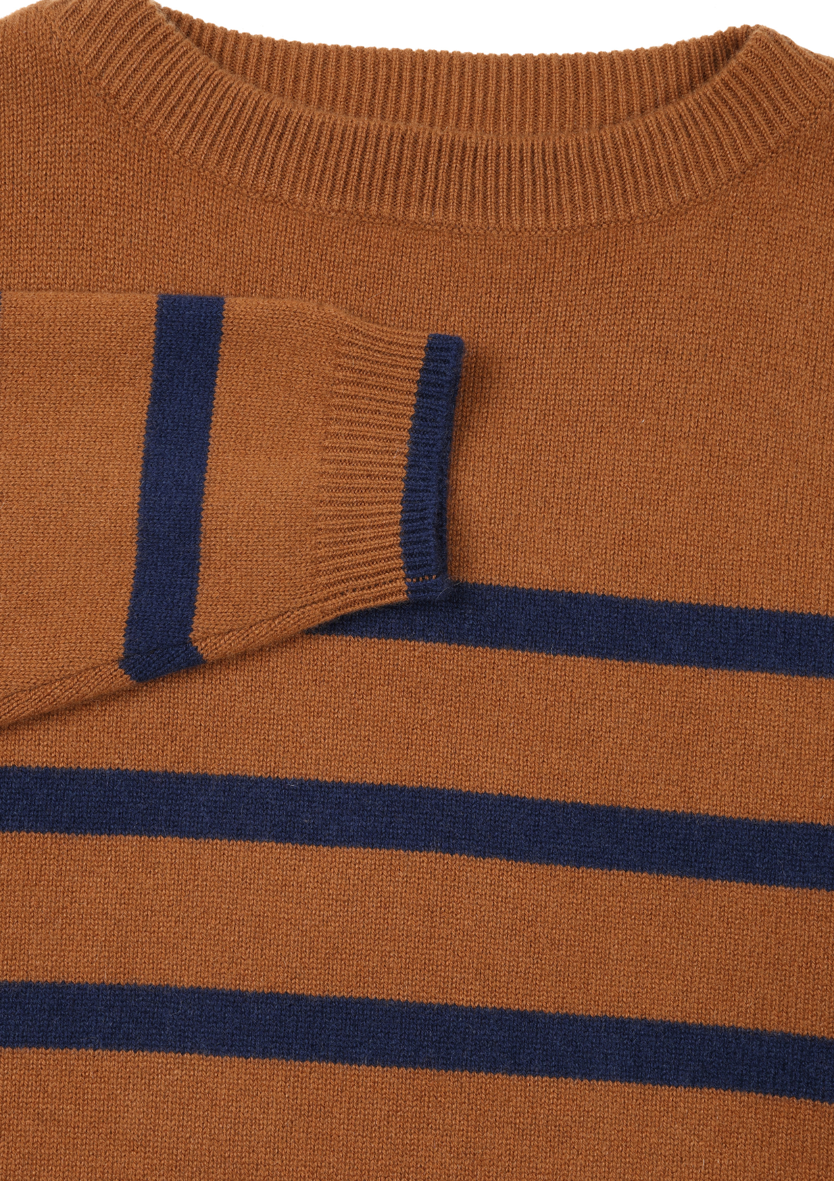 Lofty Oversized Crew Neck Sweater in Bison Brown/Midnight stripe