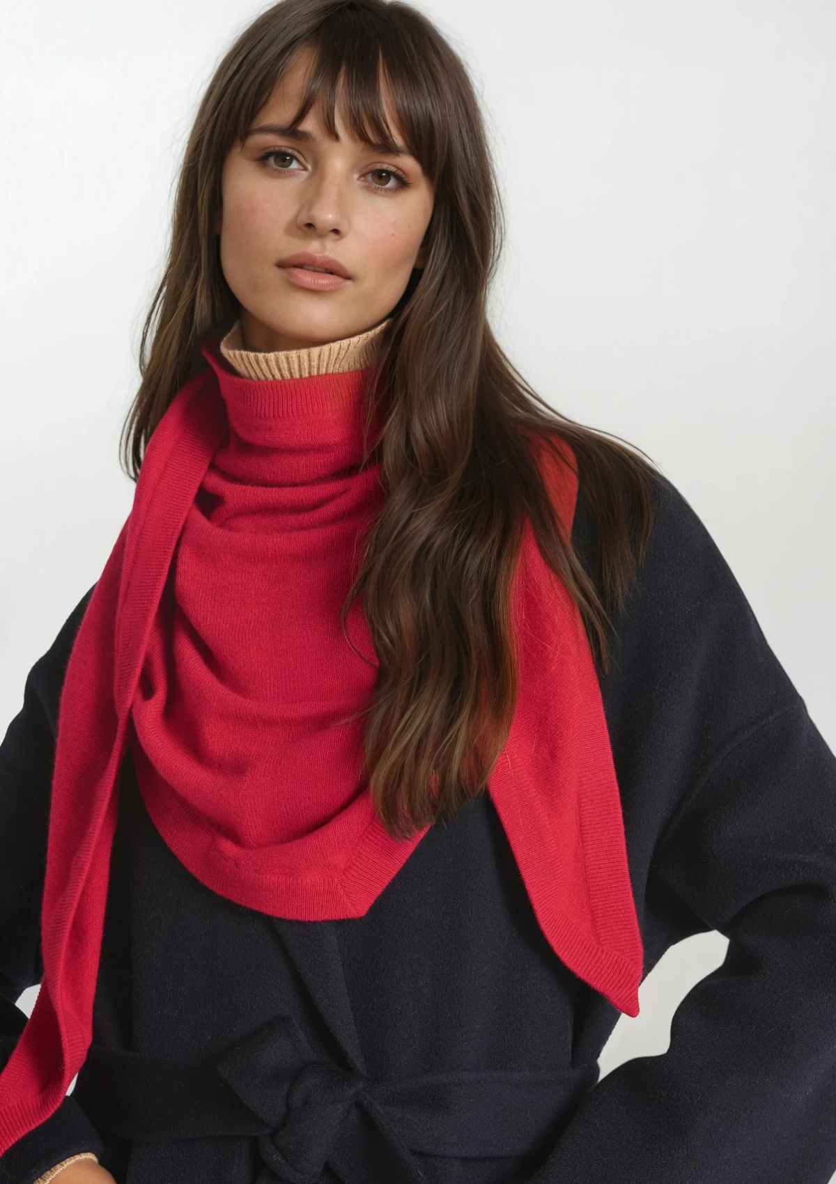 Cashmere Triangle Scarf in Postbox Red