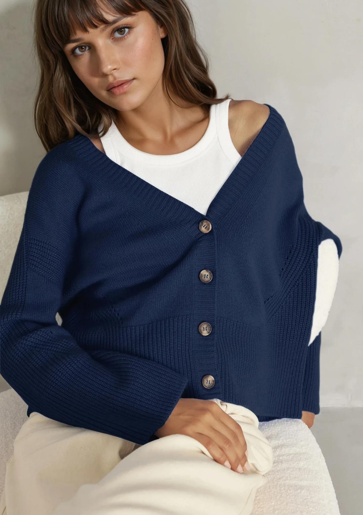 Cashmere Lofty Cardigan in Midnight Blue