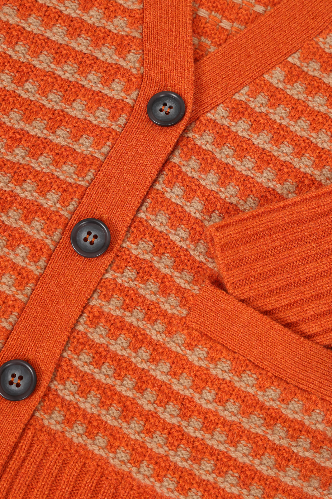 Textured Cashmere Cardigan in Tiger Orange