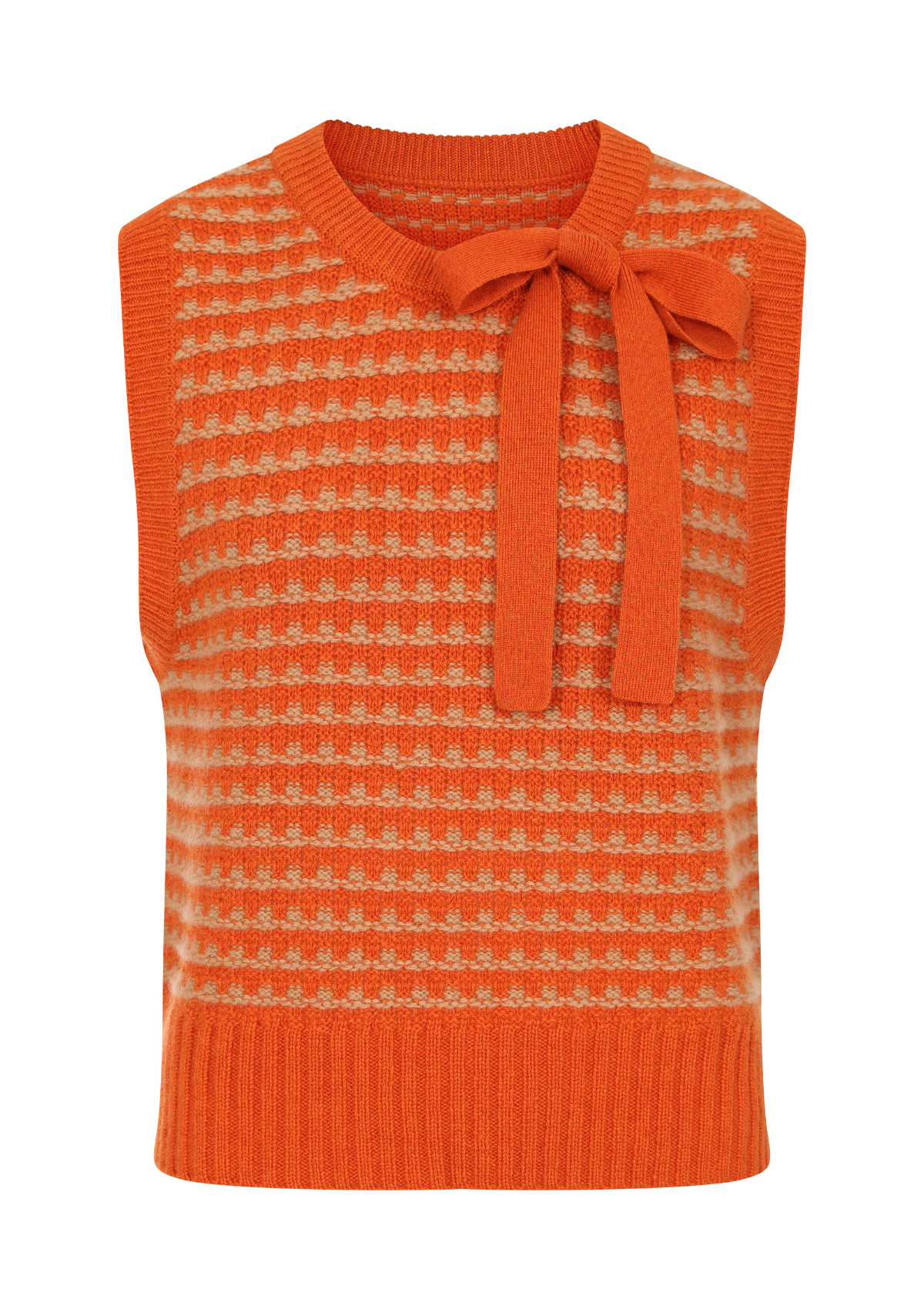 Textured Tie Detail Top in Tiger Orange