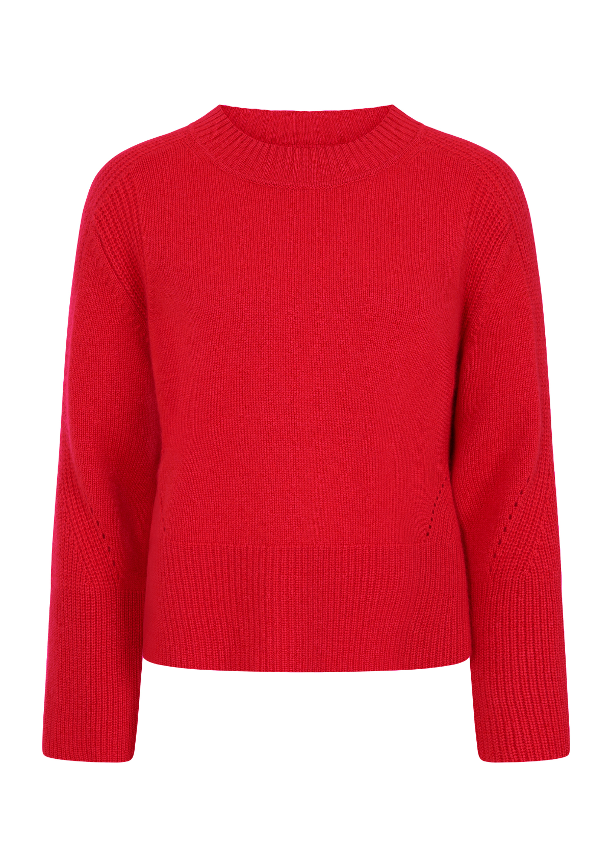 Ribbed Detail Lofty Crew Sweatshirt in Crimson Red