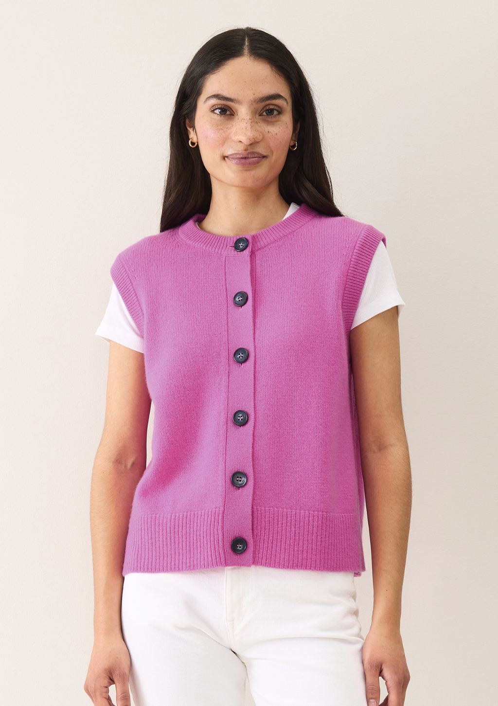 Contrast Button Waistcoat Tyrian
