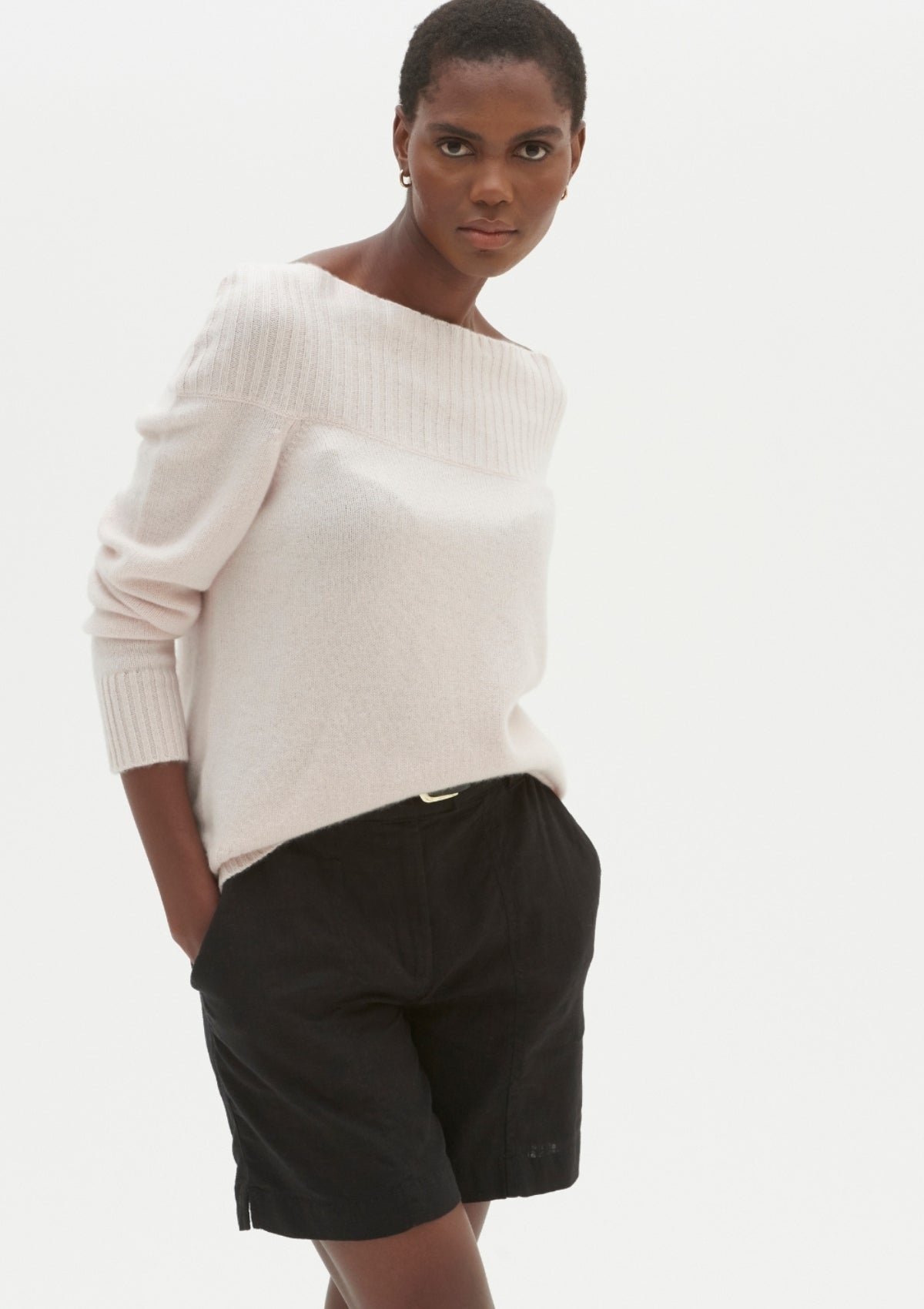 Cashmere Boat Neck Sweater in Ballet Pink