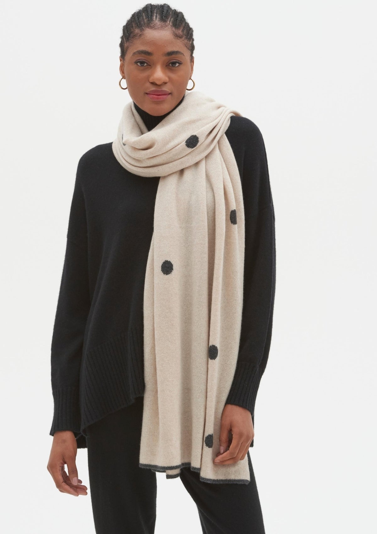 Patterned Cashmere Scarf in Birch/Flannel