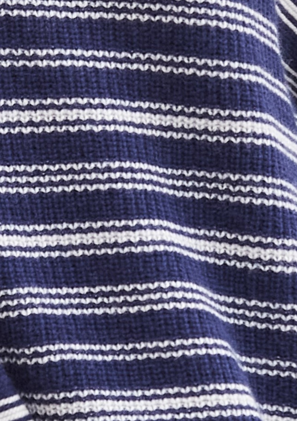 Oversized Ribbed Polo Neck Sweater in Blue Stripe
