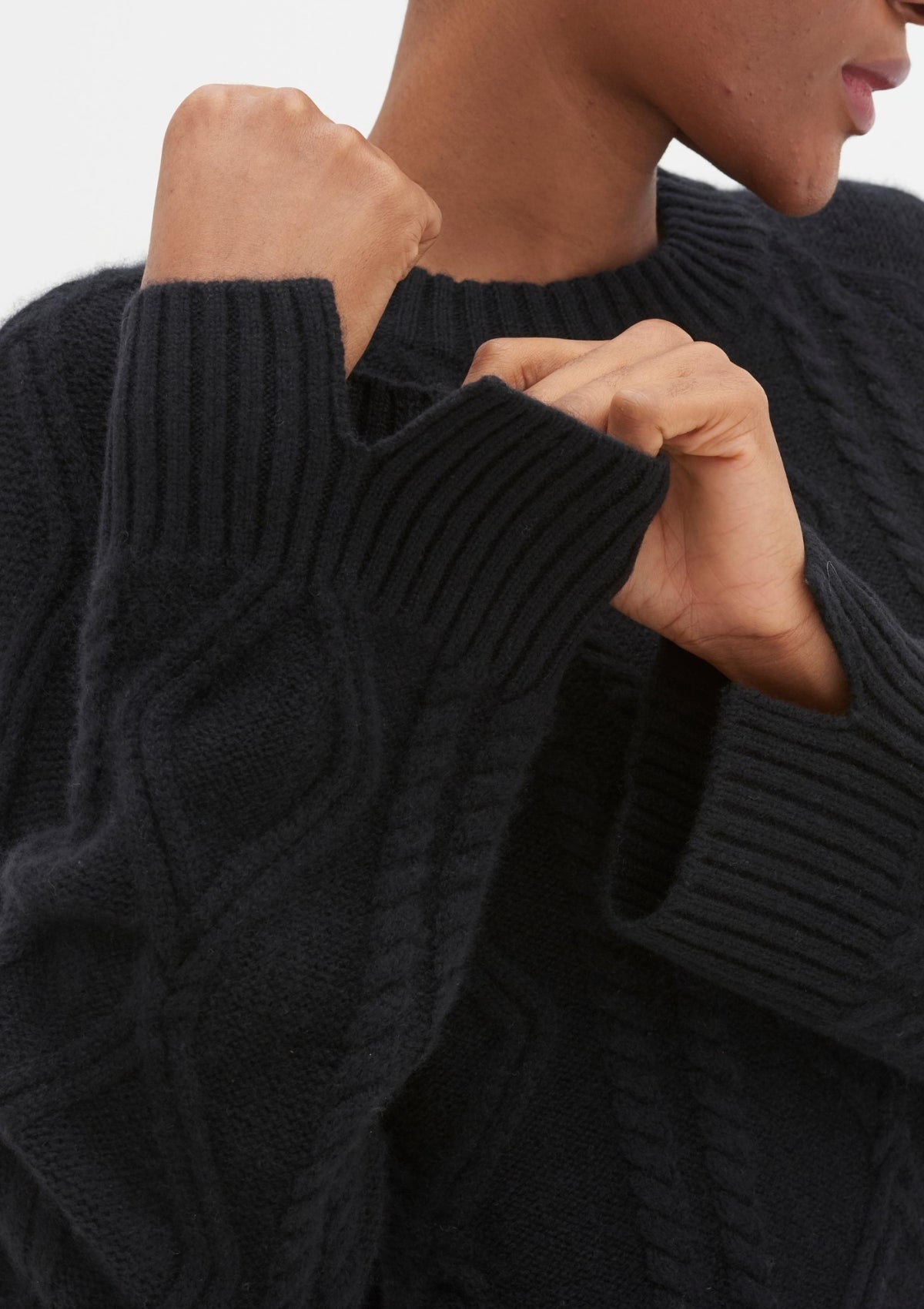 Cashmere Cable Sweater in Black