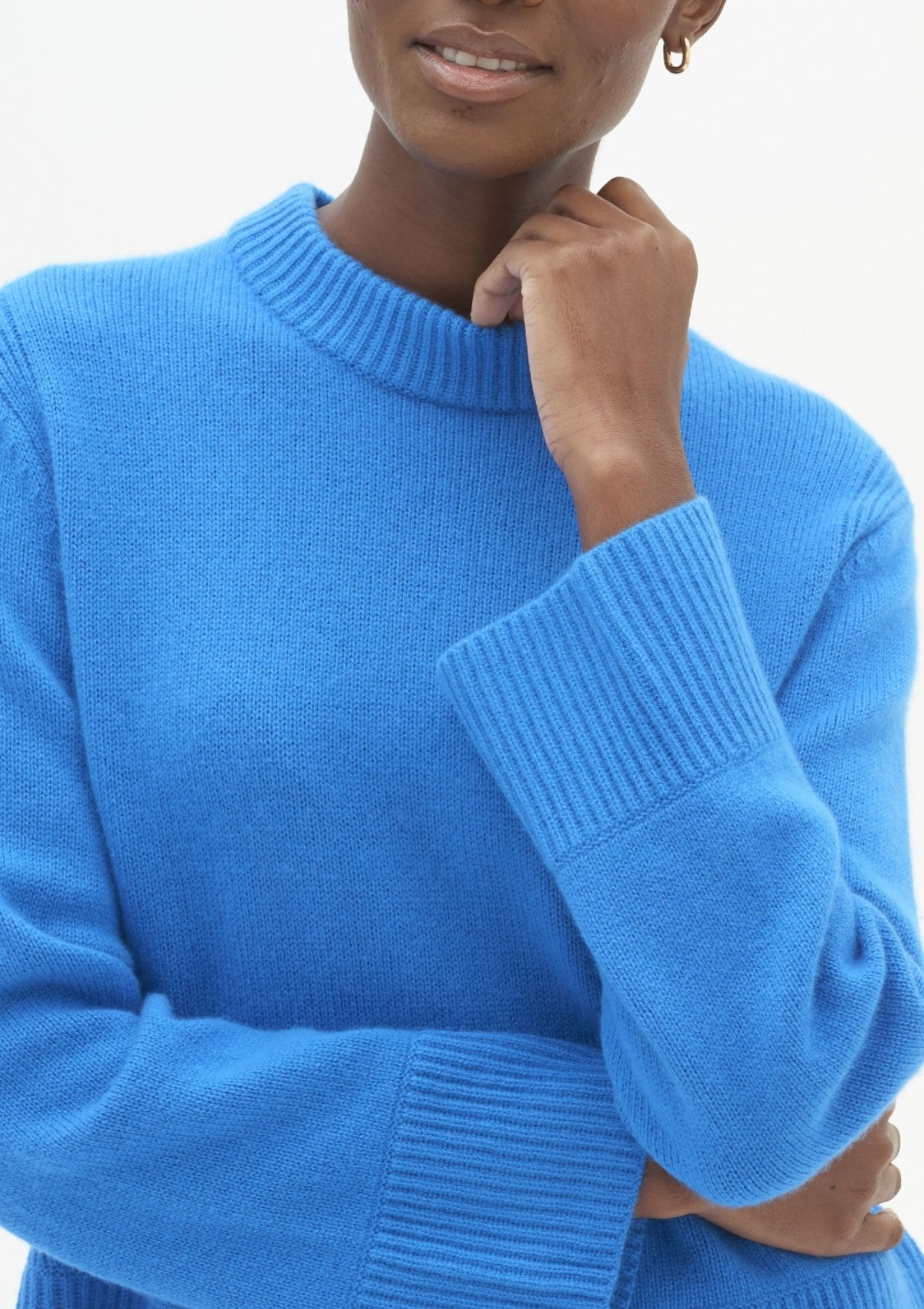 Cropped Cashmere Sweatshirt in Jetstream Blue
