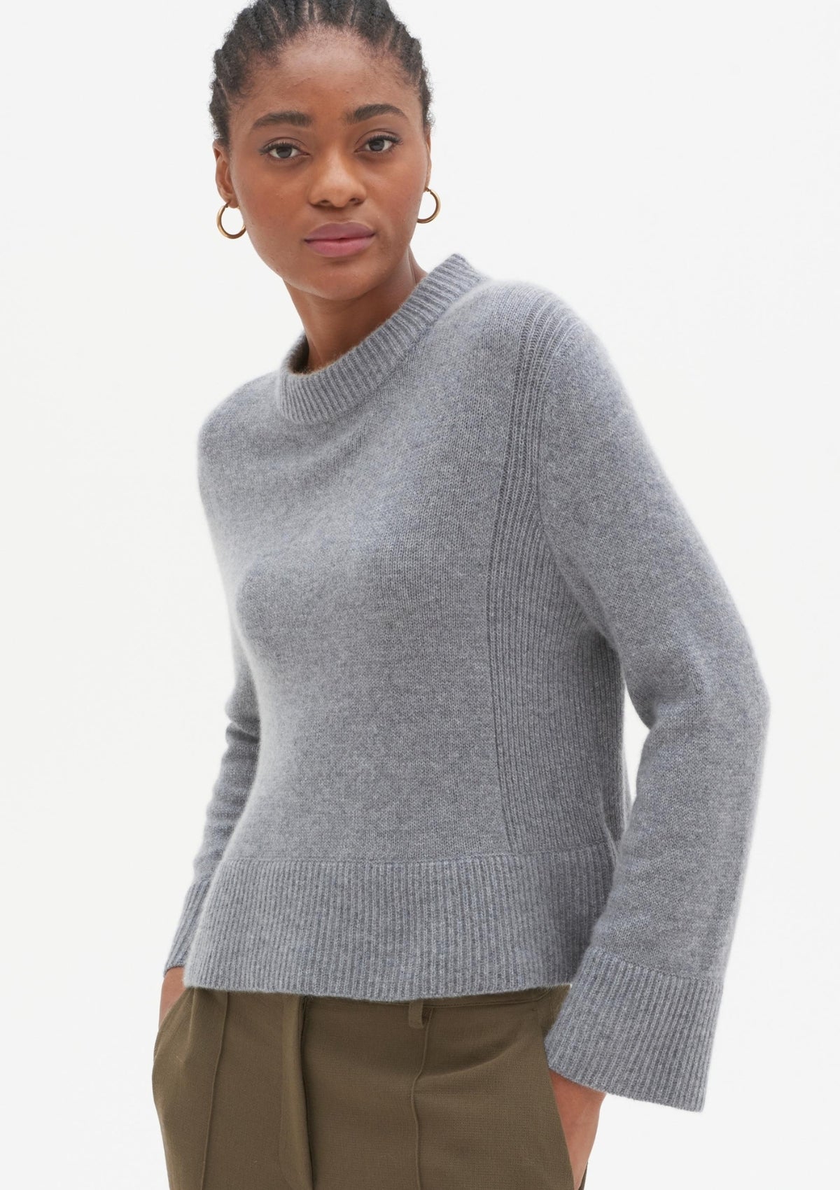 Cropped Cashmere Sweatshirt in Quarry Grey