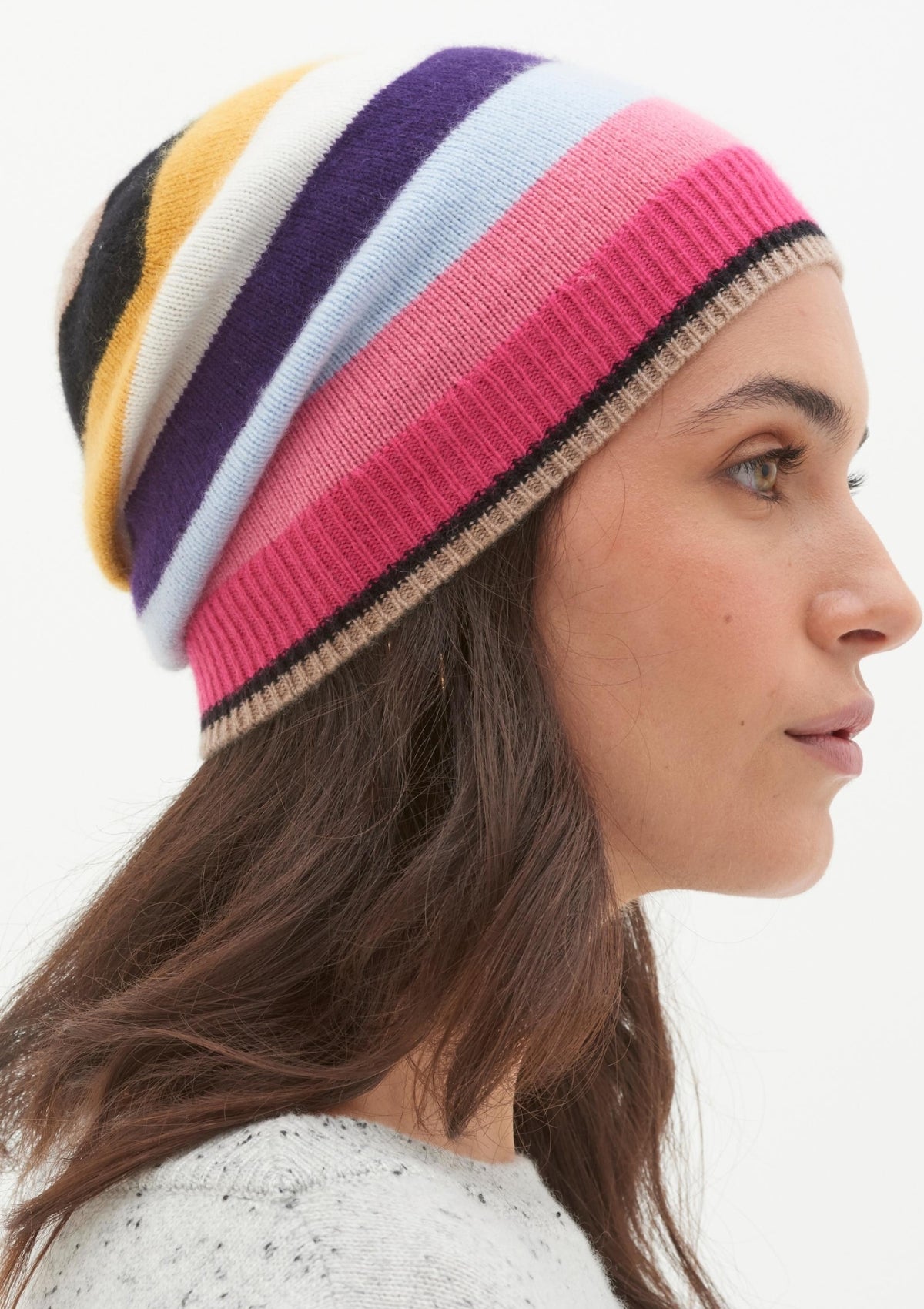 Knitted Cashmere Hat in Striped