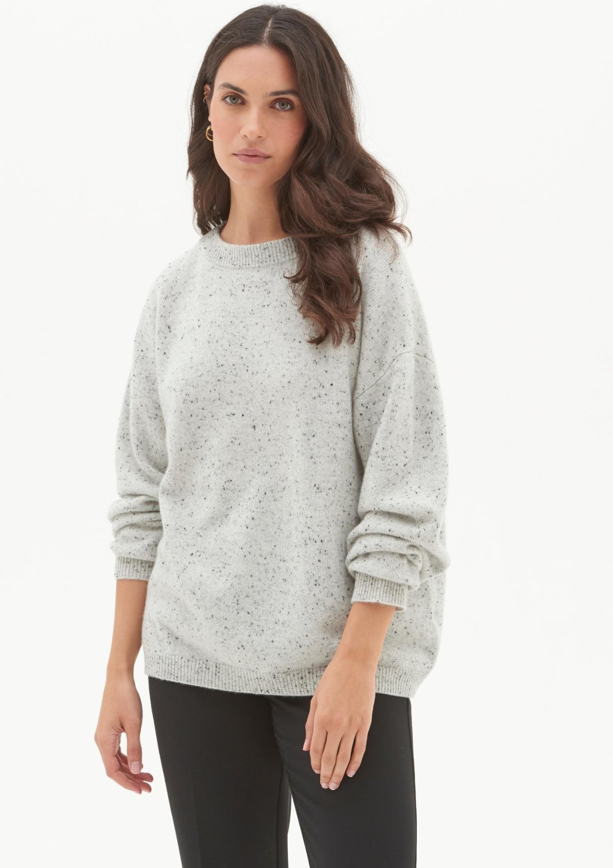 Lofty Oversized Crew Neck Sweater in Frost Grey