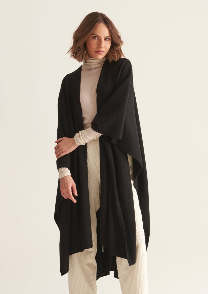 Oversized Cashmere Cape in Black