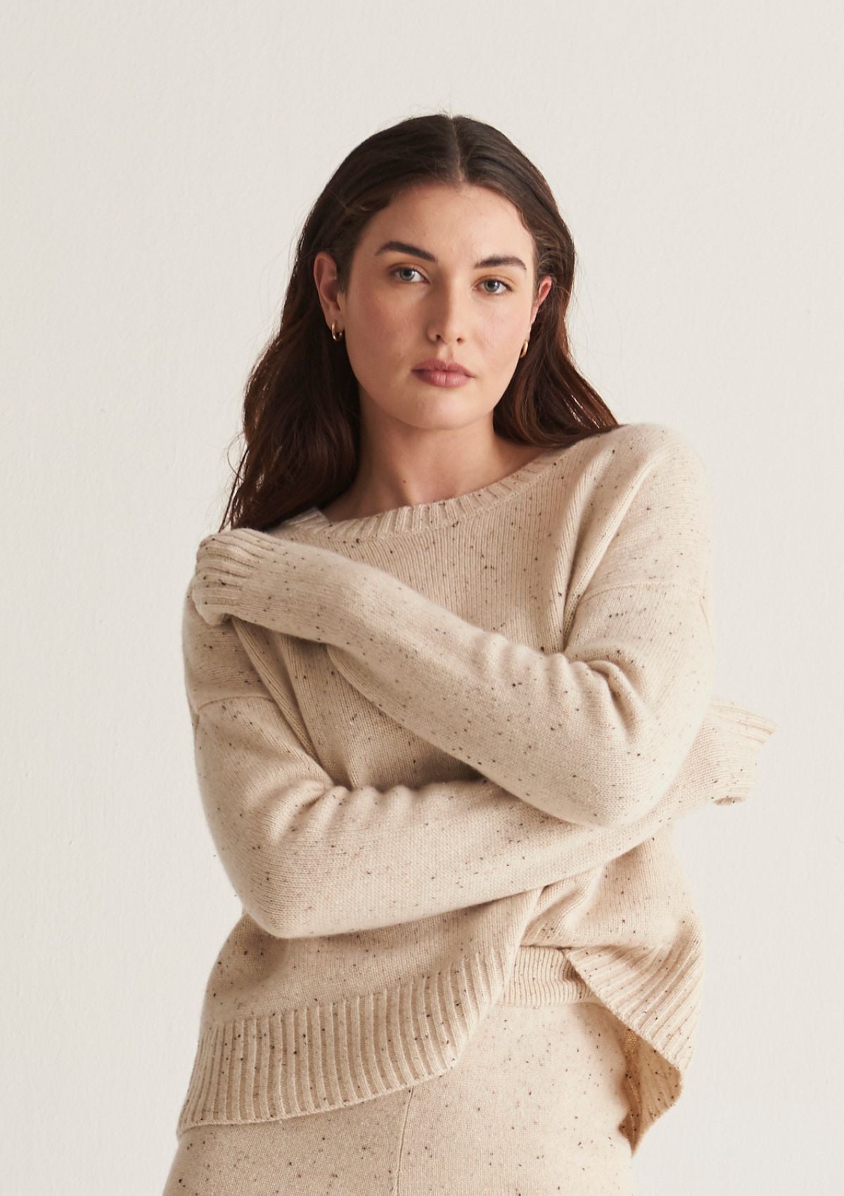 Donegal Knit Sweatshirt in Marble White