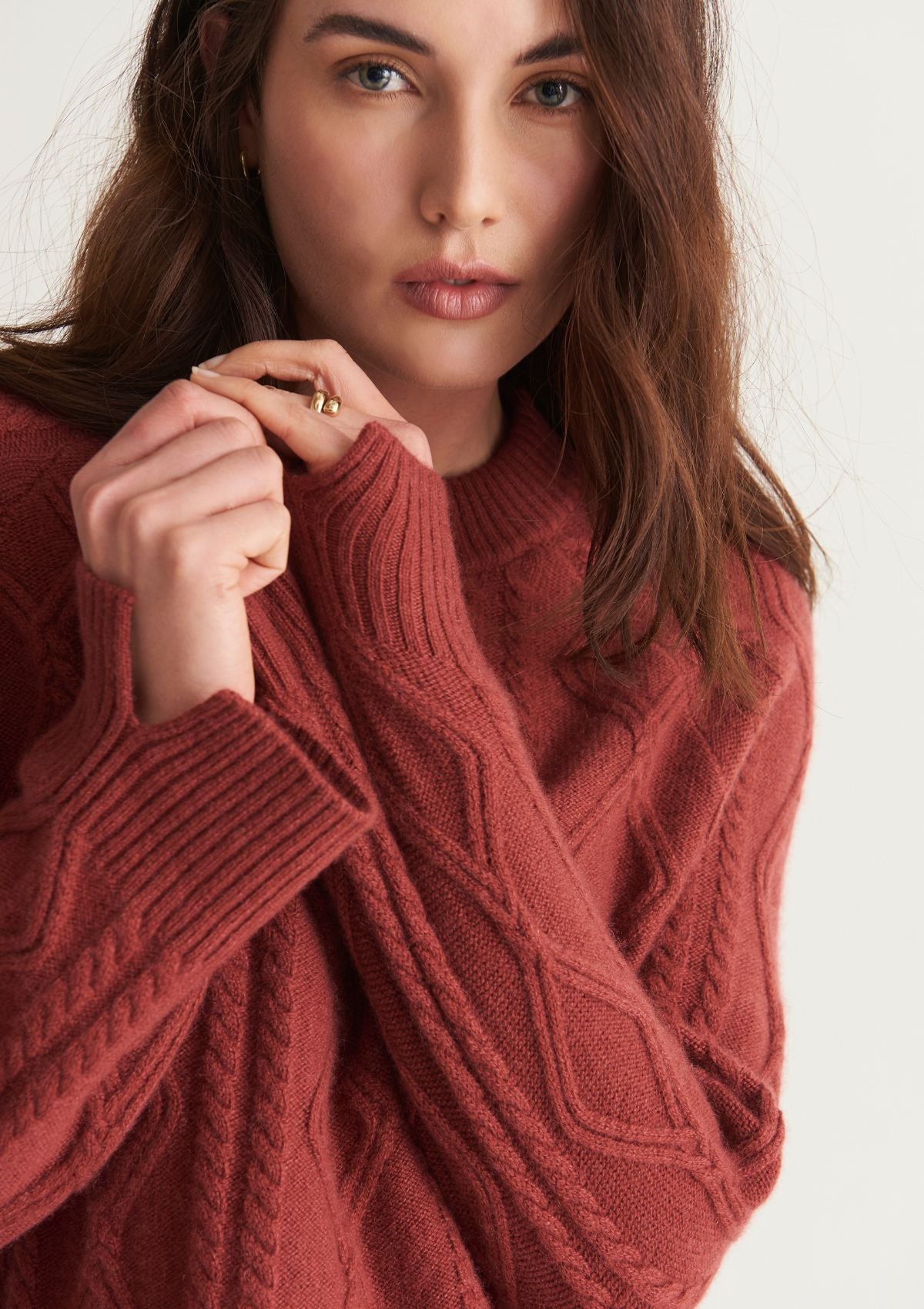 Cashmere Cable Sweater in Sierra Red