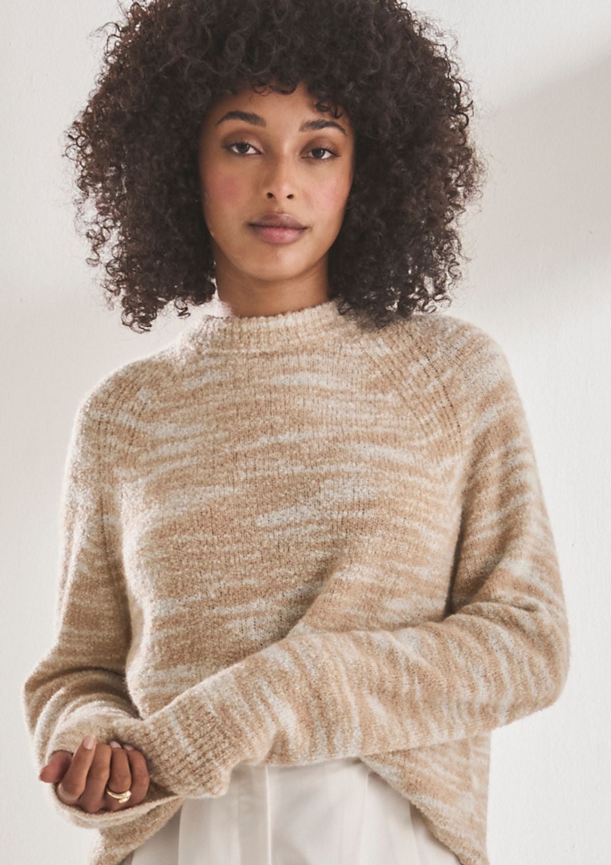 Cashmere Silk Sweater In Toffee Animal