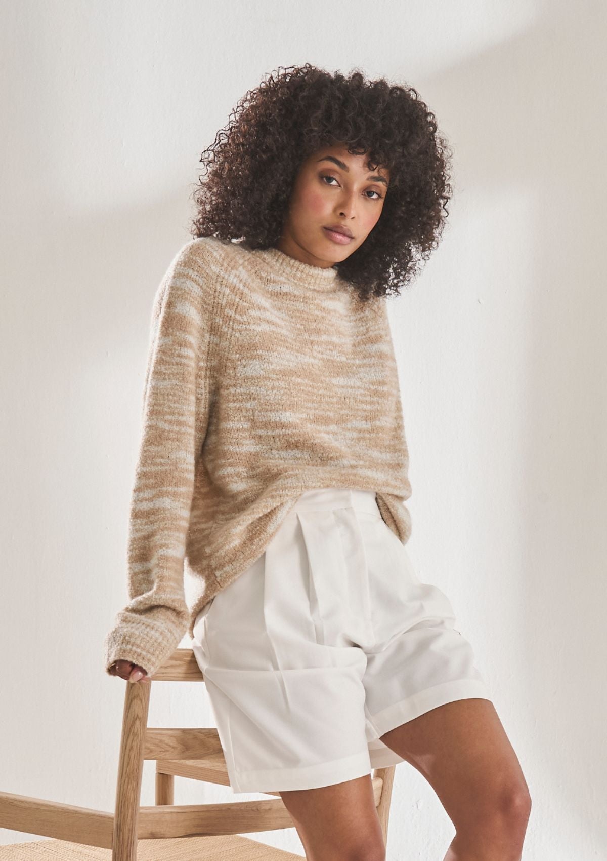Cashmere Silk Sweater In Toffee Animal