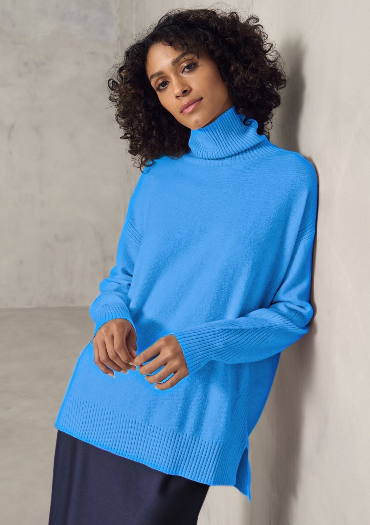 Polo neck cashmere sweater on sale
