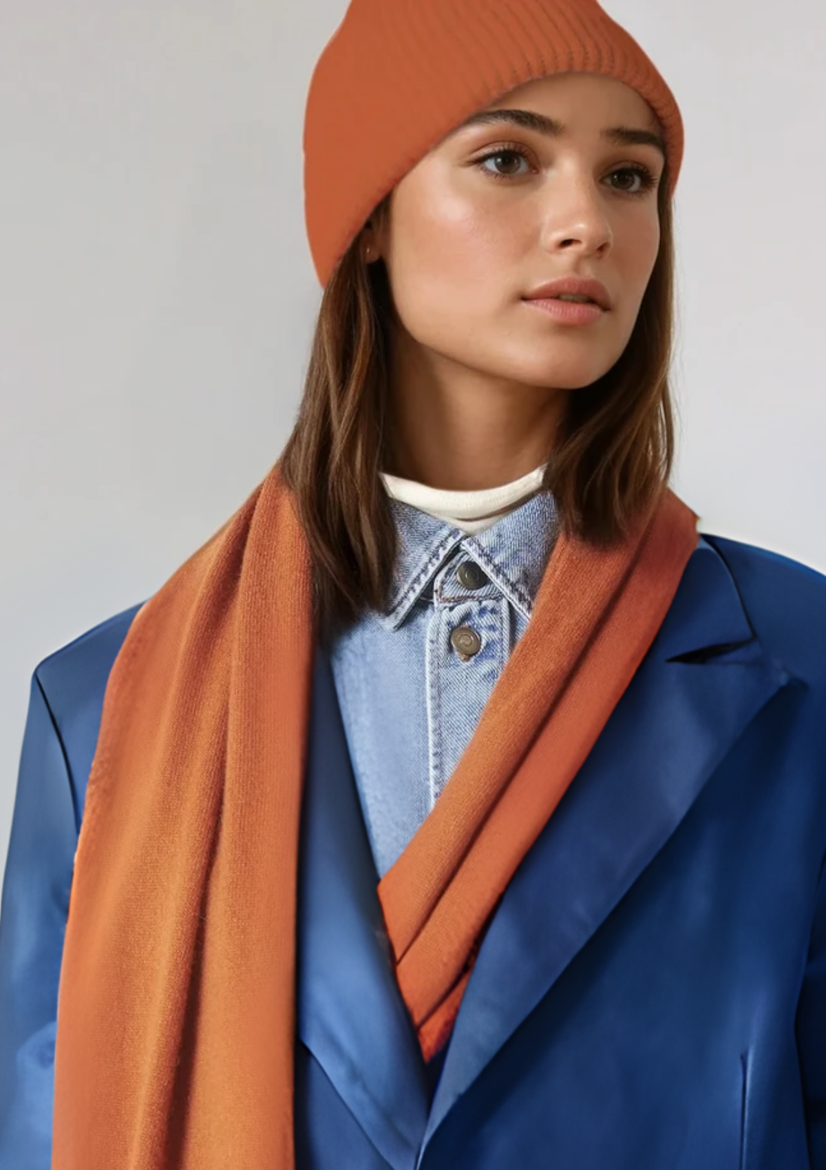 Cashmere Beanie in Ginger Orange