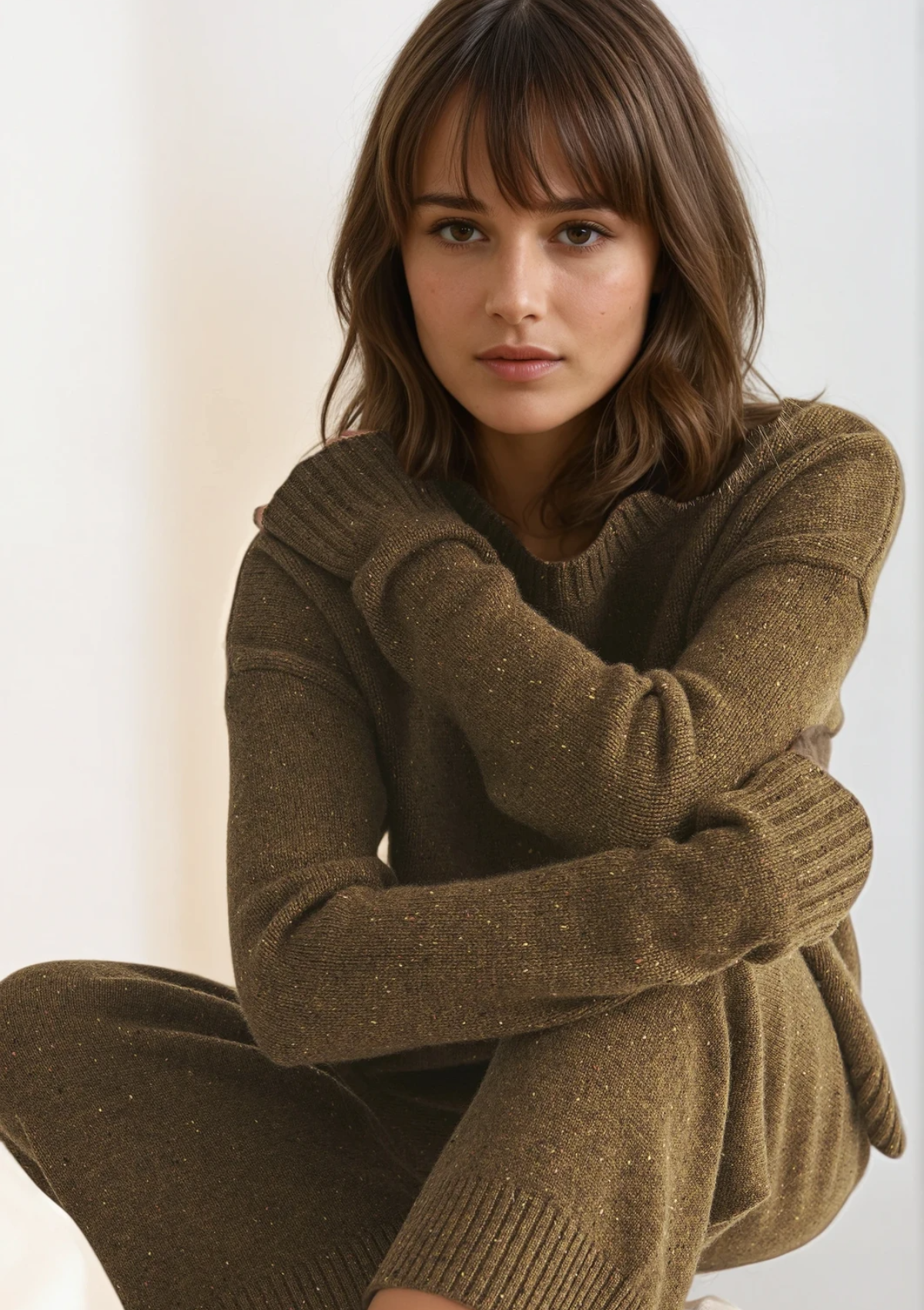 Donegal Knit Sweatshirt in Moss Green