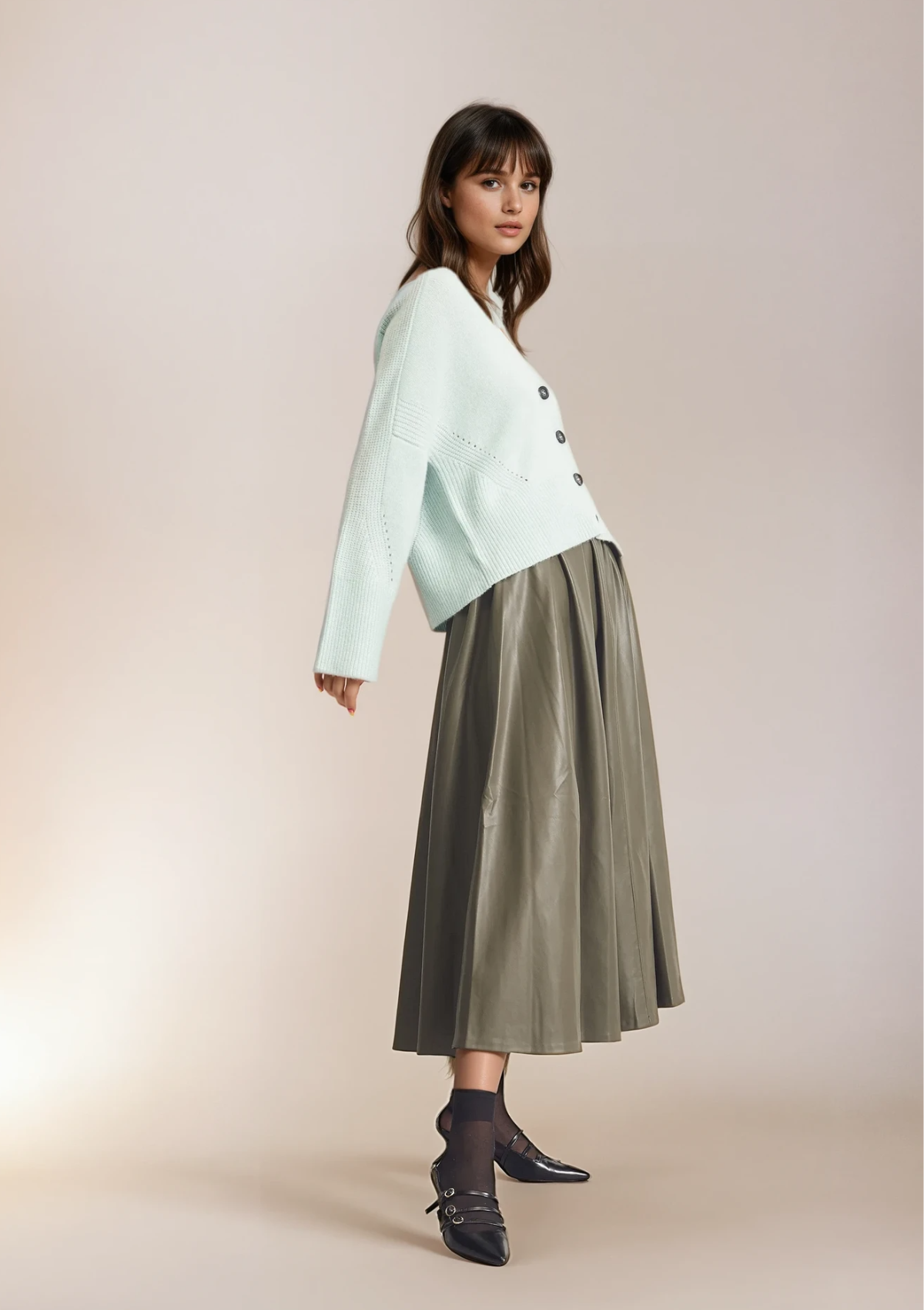 Cashmere Lofty Cardigan in Seaspray Green