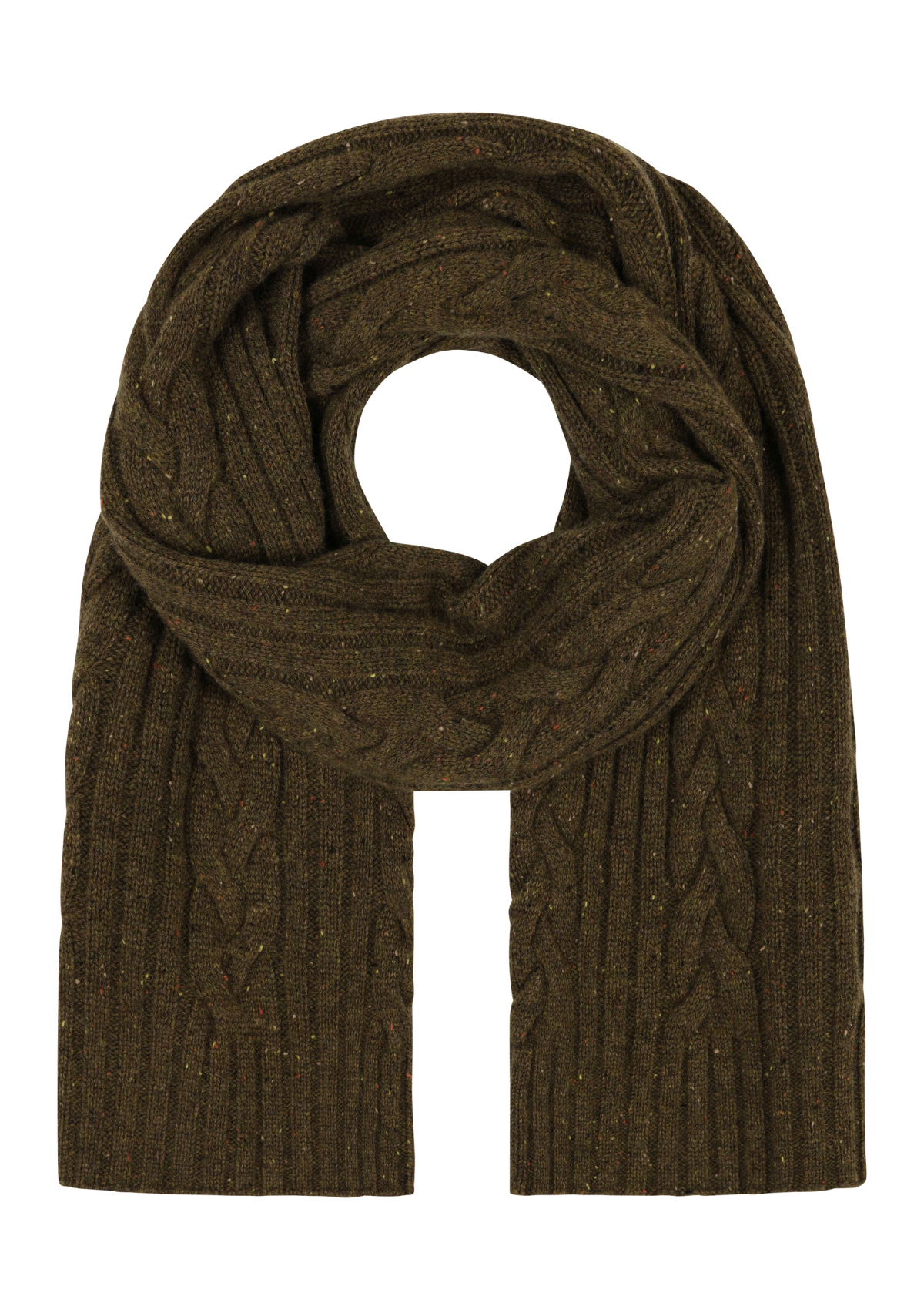 Mens Cable Scarf in Moss Green