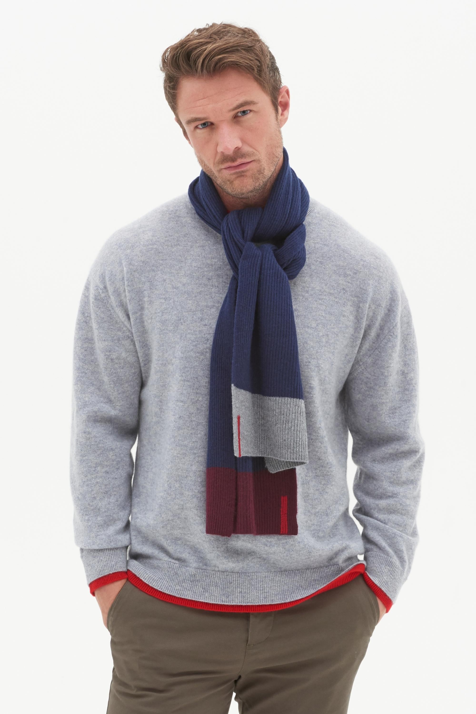 Mens Cashmere Scarf in Derby Colourblock