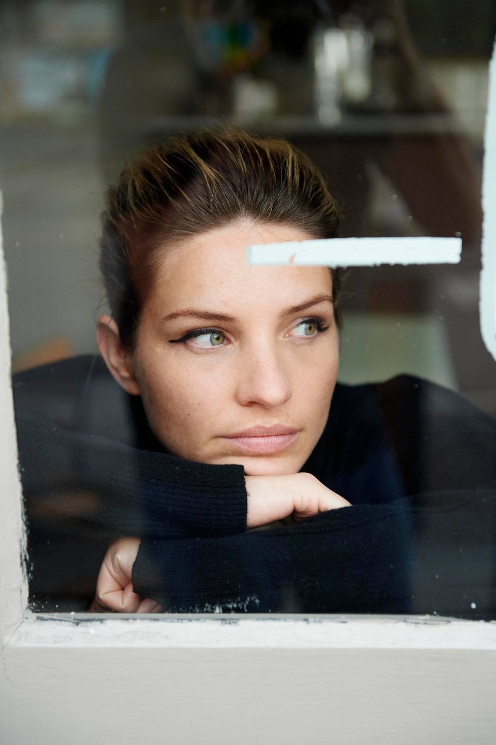 Polo Neck Cashmere Sweater in Black