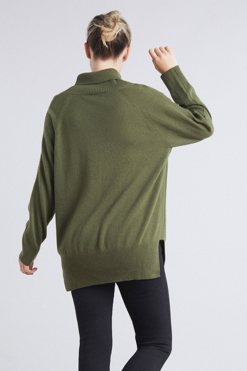 Polo Neck Cashmere Sweater in Khaki