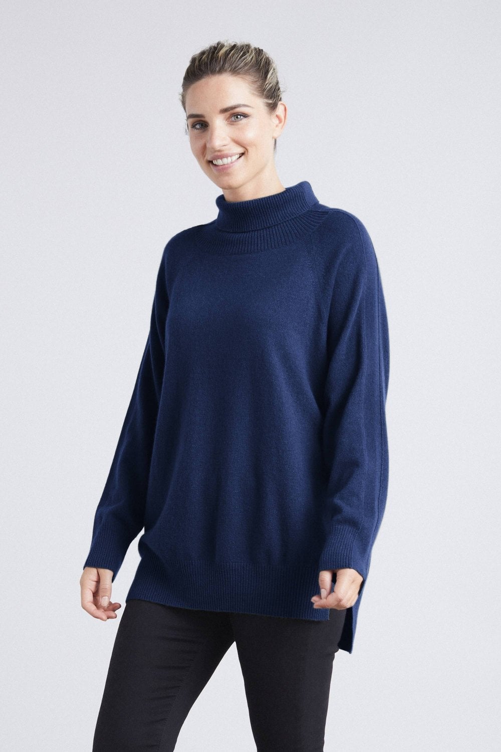 Polo Neck Cashmere Sweater in Midnight